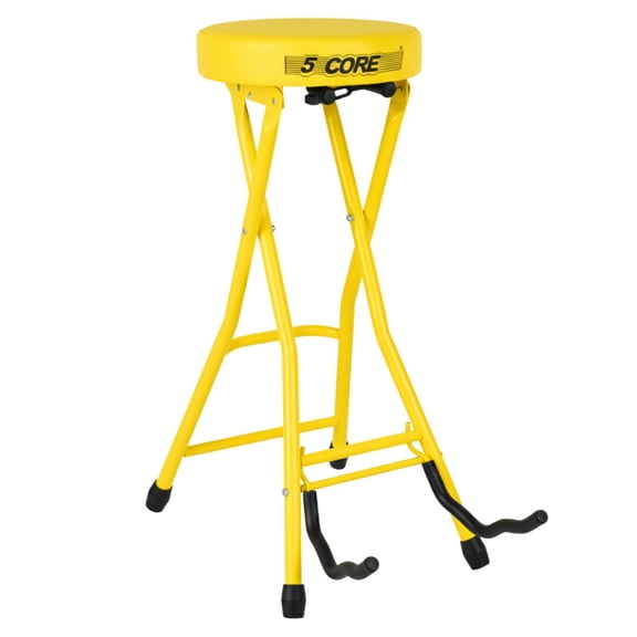 5Core Guitar Stool 3.15" Padded Chair Foldable Heavy Duty Music Seat Built in Foot Rest Guitar Stand