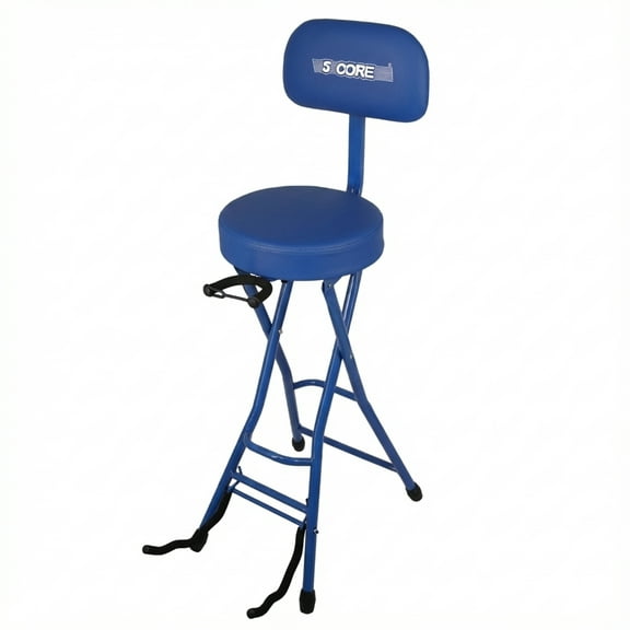 5Core Guitar Stool 3.15" Padded Chair w Backrest Foldable Music Seat Built in Foot Rest Guitar Stand