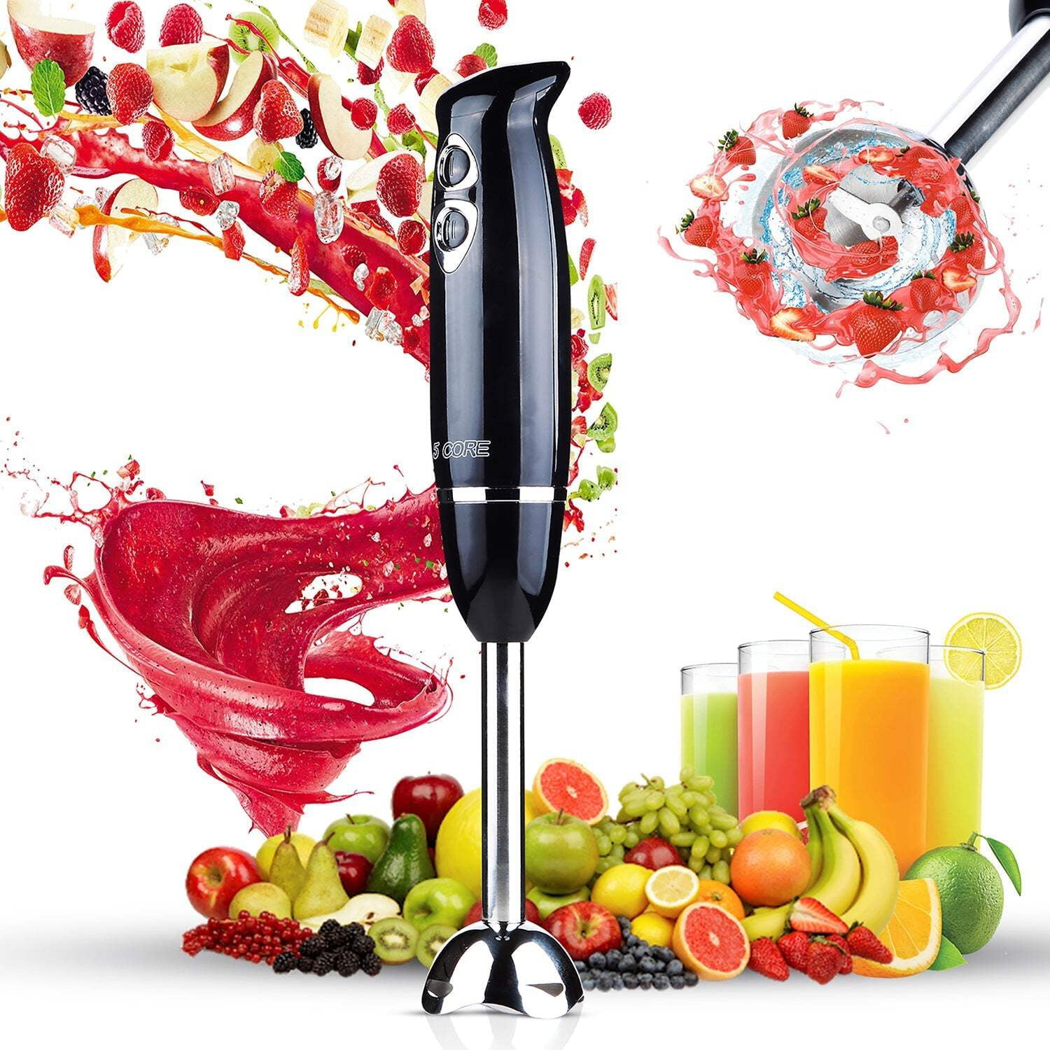 5 Core Kitchen Mixer Handheld Blender 500W, 5-in-1 with