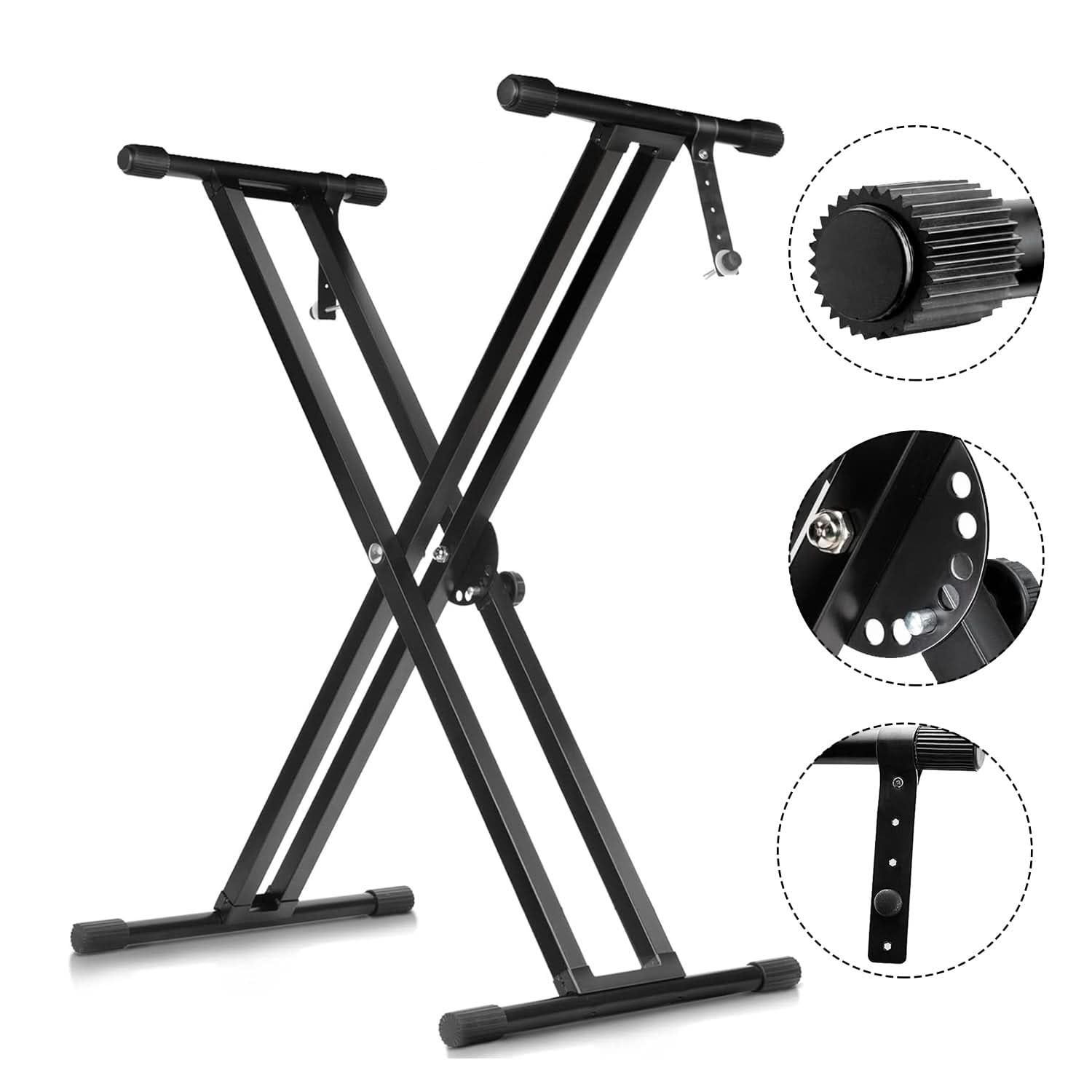 5Core Keyboard Stand Double X Style Adjustable Lift Piano Riser For 49 ...
