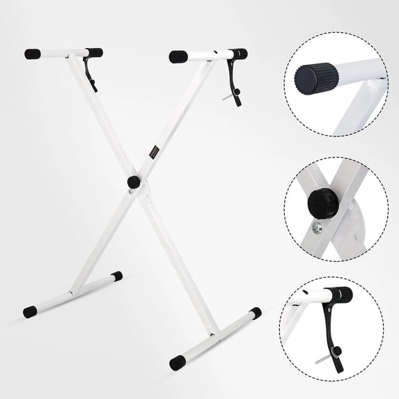 5Core Adjustable Lift Piano Riser Keyboard Stand for 49 to 88 Keys in White