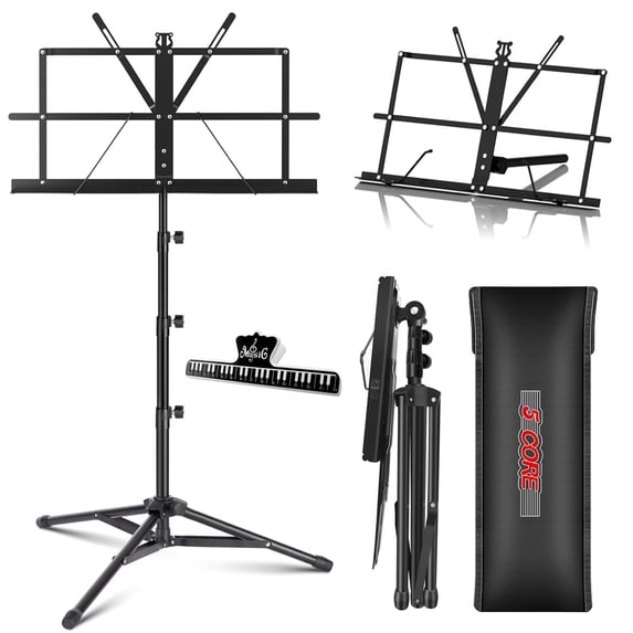 Music Stand Adjustable Desktop Book Stands Portable Sheet Holder All Metal Foldable Bookstand