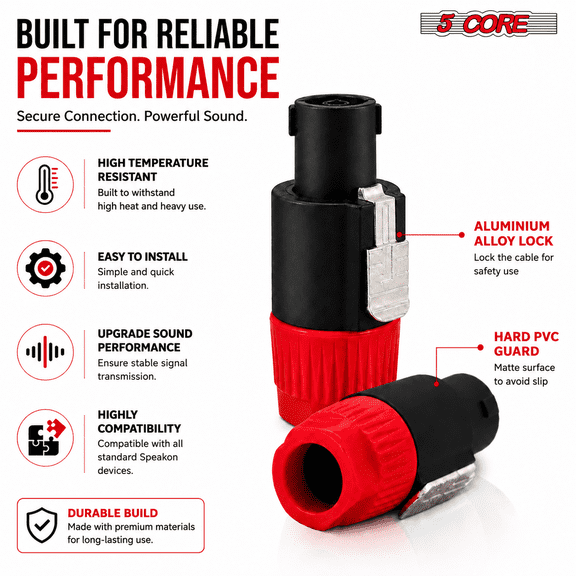 5Core Speakon Adapter High Quality Audio Jack Male Audio Pin Speaker Adapter Connector