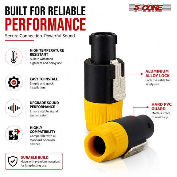 5Core Speakon Adapter High Quality Audio Jack Male Audio Pin Speaker Adapter Connector