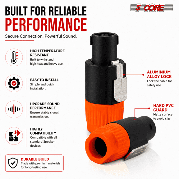 5Core Speakon Adapter High Quality Audio Jack Male Audio Pin Speaker Adapter Connector