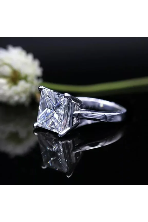 5Ct Princess Cut Off White Diamond 925 Silver Ring Great Shine