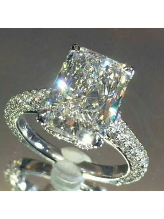 5Ct Radiant Lab Created Diamond Engagement Ring 14K White Gold Plated