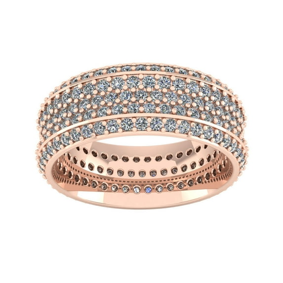 5Ct Round Brilliant Cut Natural Diamond 5-Row Anniversary Wedding Eternity Band Ring 14k Gold H SI2