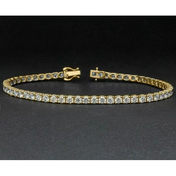 5Ct Round Cut Lab-Created Diamond Women's Tennis Bracelet Yellow Gold Plated sterling sliver