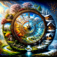 thumbnail image 1 of 5D Adult Diamond Painting Kit, Forest house Clock Diamond Painting Decoration, Beginner DIY room decoration, wall decoration or gift giving 12x12 inches, 1 of 6