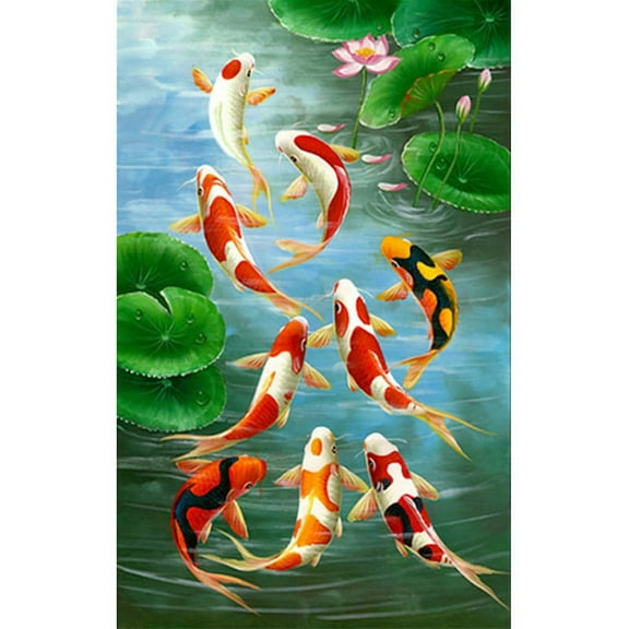 5D Art Round Full Diamond Carp Kits Embroidery Home Decors