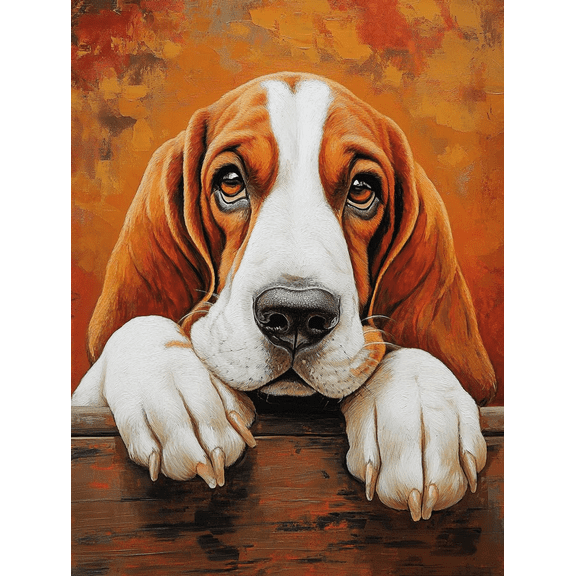 5D Basset Hound Dog Diamond Art 12x16 Inch Full Drill Diamond Painting Kits for Adults & Beginners - DIY Art Crafts for Relaxation and Home Wall Decor 1