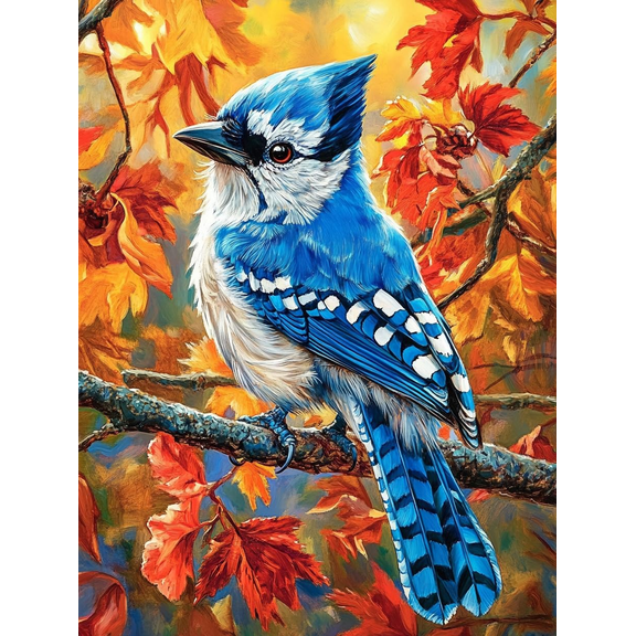 5D The Blue Jay Diamond Art 12x16 Inch Full Drill Diamond Painting Kits for Adults & Beginners - DIY Art Crafts for Relaxation and Home Wall Decor 710A