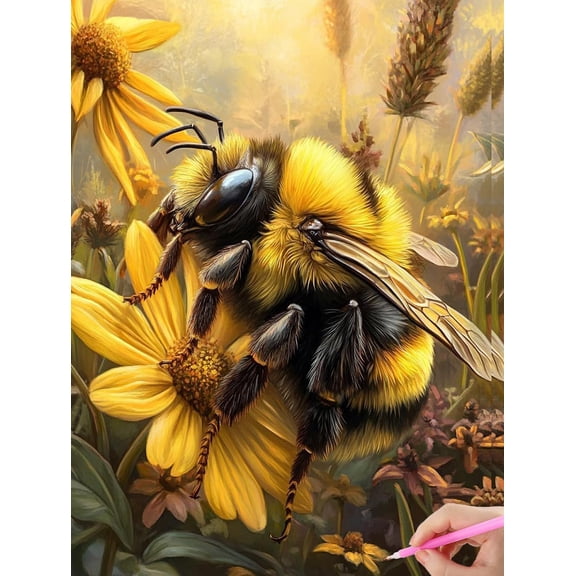 5D Bumble Bee Diamond Art 12x16 Inch Full Drill Diamond Painting Kits for Adults & Beginners - DIY Art Crafts for Relaxation and Home Wall Decor 2