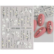 5D Camellia Stickers 6pcs Self Manicure Decals For Acrylic Nails Design Salon Quality Nail Accessories Decoration