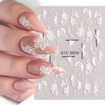 5D Camellia Stickers 6pcs Self Manicure Decals For Acrylic Nails Design Salon Quality Nail Accessories Decoration