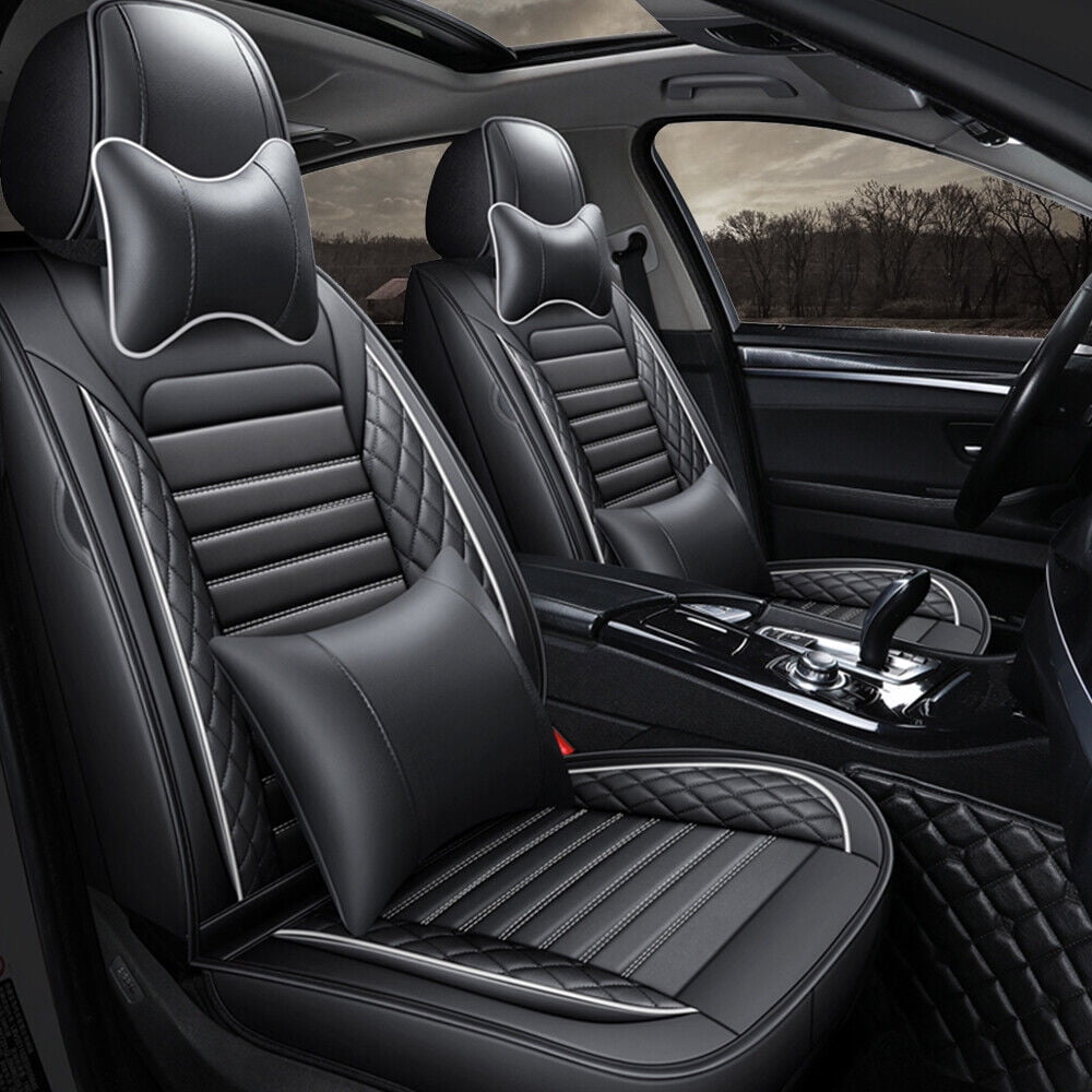 5D Car Seat Covers Full Set w/ Waterproof Leather Universal for Sedan