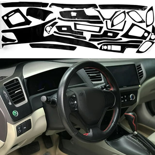 5D Carbon Fiber Decal Sticker Wrap Kit Interior Trim For Honda Civic