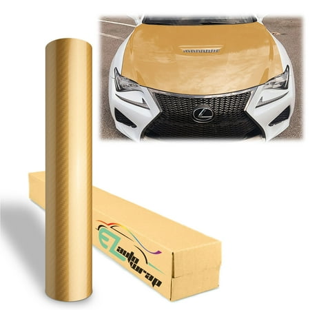 5D Carbon Fiber Gold High Gloss Car Vinyl Wrap Sticker Decal Film Sheet Air Release