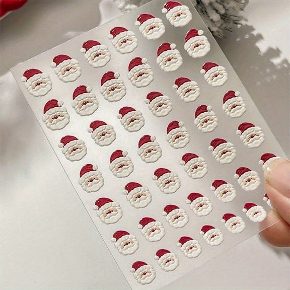 5D Christmas Nail Art Stickers - Cheerful Big-Headed Santa Designs for Festive Nail Decoration