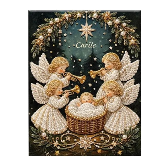 5D Christmas Nativity Scene Pearl Art DIY Kit Framed Adult Rhinestone Painting for Home Wall Decor D