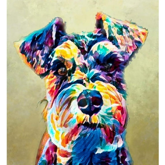 5D Colorful Schnauzer Dog Full Diamond Painting Cross Stitch Kits Art Animal 3D Paint by Diamonds