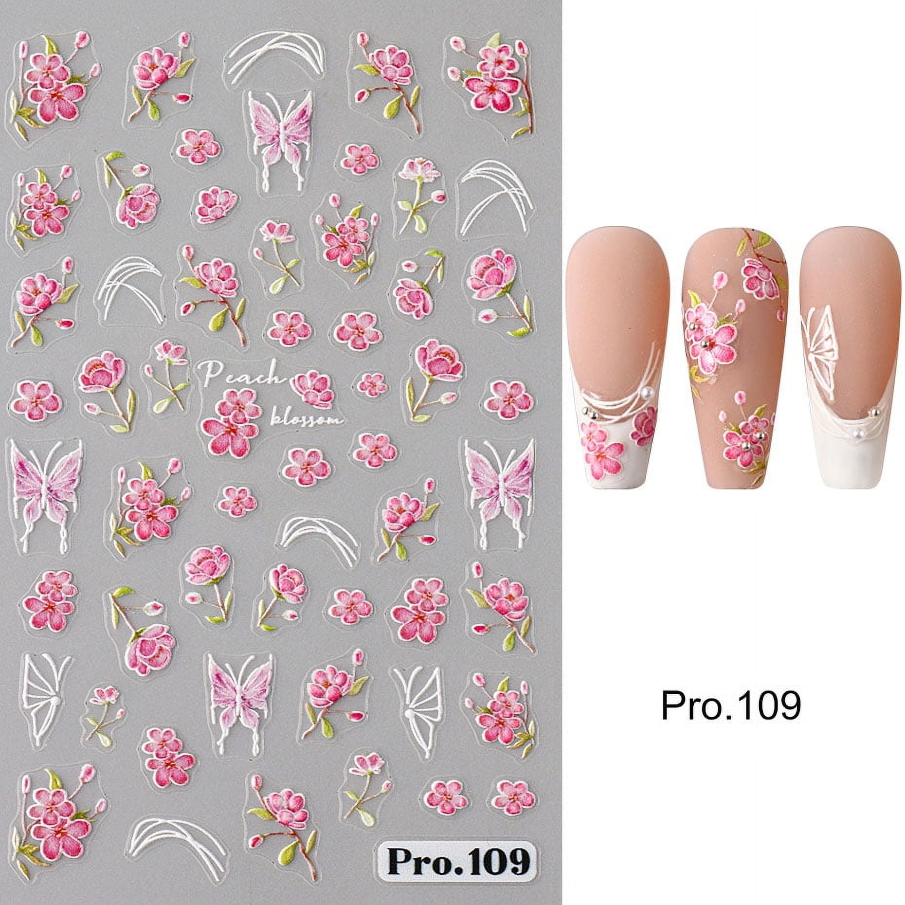 5D Cute Bee Daisy Flower Nail Stickers Petals Blossom Butterfly Insect Self-Adhesive Manicure Decal DIY Charms Foils Decor Nails