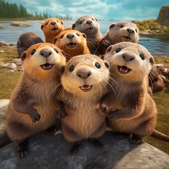 5D DIY Artificial Full Diamond Painting Set - Adult Beginner,Cute Otter Family Diamond Art, Sparkling Rhinestone, for Home Wall Decor & Gift - Perfect for Art Lovers & Adults