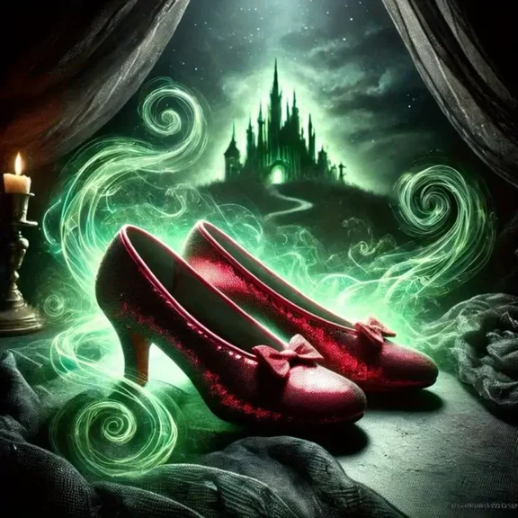 5D DIY Artificial Full Diamond Painting Set - Adult Beginner, Enchanting Ruby Slippers Design with Magical Castle for Home Wall Decor & Gift - Perfect for Art Lovers & Adults