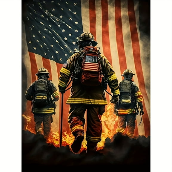 5D DIY Artificial Full Diamond Painting Set - Adult Beginner, Firefighter Theme Diamond Art, Sparkling Rhinestone, for Home Wall Decor & Gift - Perfect for Art Lovers & Adults