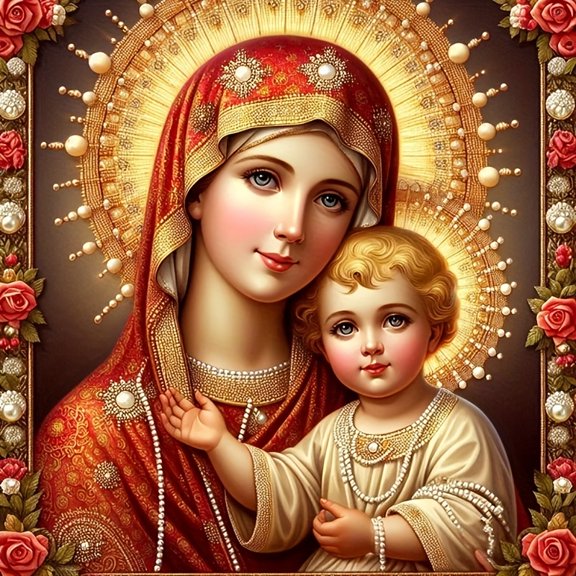 5D DIY Artificial Full Diamond Painting Set - Adult Beginner, God's Holy Mother Icon Theme for Home Wall Decor & Gift - Perfect for Art Lovers & Adults