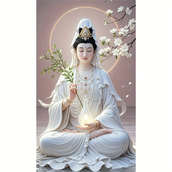 5D DIY Artificial Full Diamond Painting Set - Adult Beginner, Guanyin Bodhisattva Art Set Diamond for Home Wall Decor & Gift - Perfect for Art Lovers & Adults