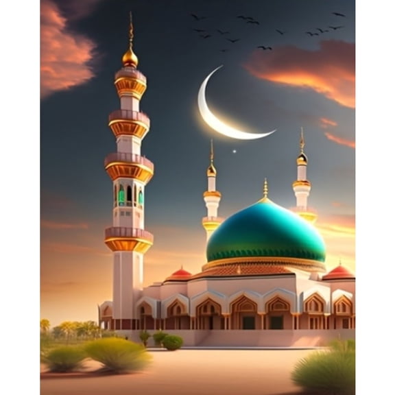 5D DIY Artificial Full Diamond Painting Set - Adult Beginner, Islamic Pattern Diamond Art, Sparkling Rhinestone, for Home Wall Decor & Gift - Perfect for Art Lovers & Adults