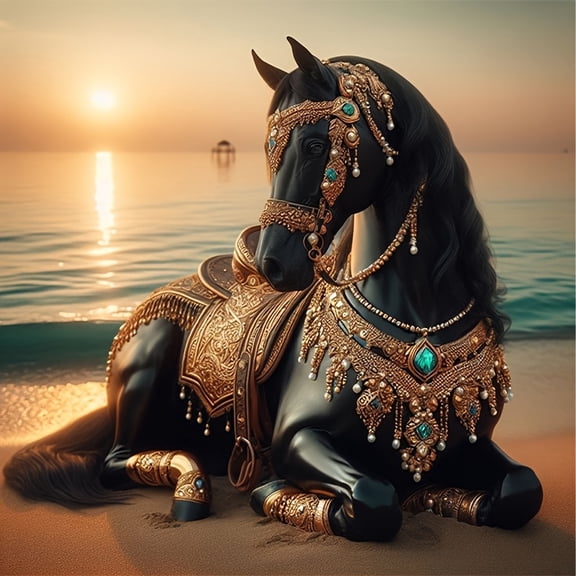 5D DIY Artificial Full Diamond Painting Set - Adult Beginner, Luxury Arabian Horse with Jewels Diamond for Home Wall Decor & Gift - Perfect for Art Lovers & Adults