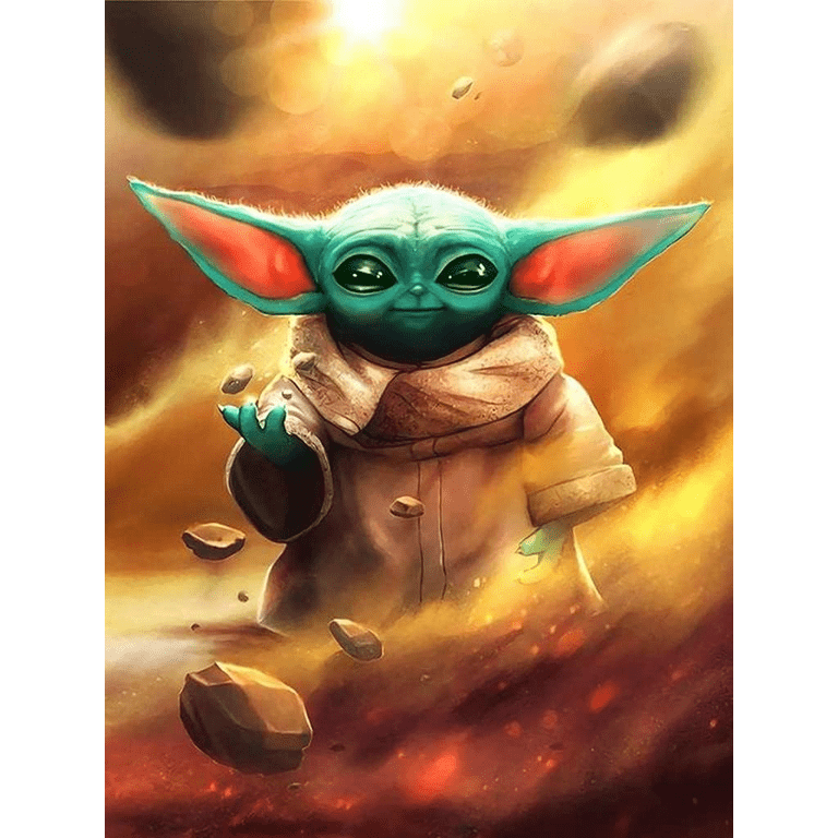 5D DIY Baby Yoda Diamond Painting by Number Kit for Adult, Full