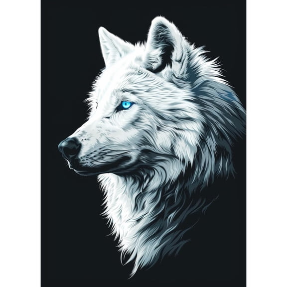 5D DIY Diamond Art Animal White Wolf DIY Paint with Full Drill Round Diamond Gems Painting by Number Kits for Adults Art Craft Home Wall Decor 15.8x19.8in(2)