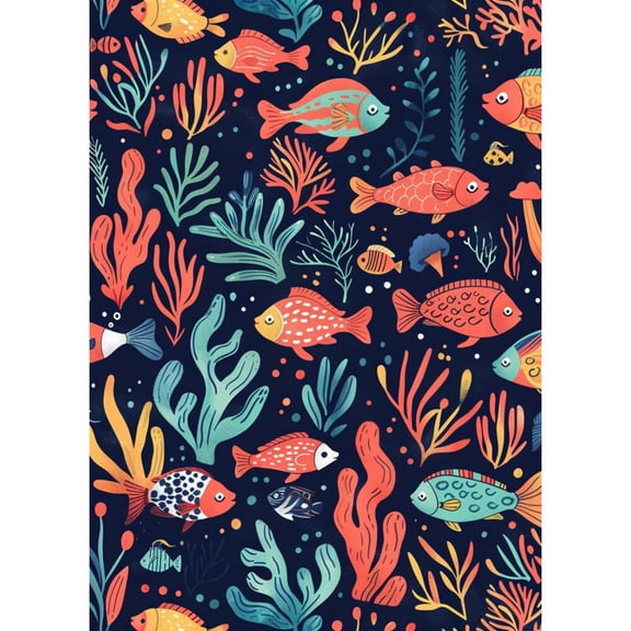 5D DIY Diamond Art Cartoon Sea Fish and Coral DIY Paint with Full Drill Round Diamond Gems Painting by Number Kits for Adults Art Craft Home Wall Decor 15.8x19.8in