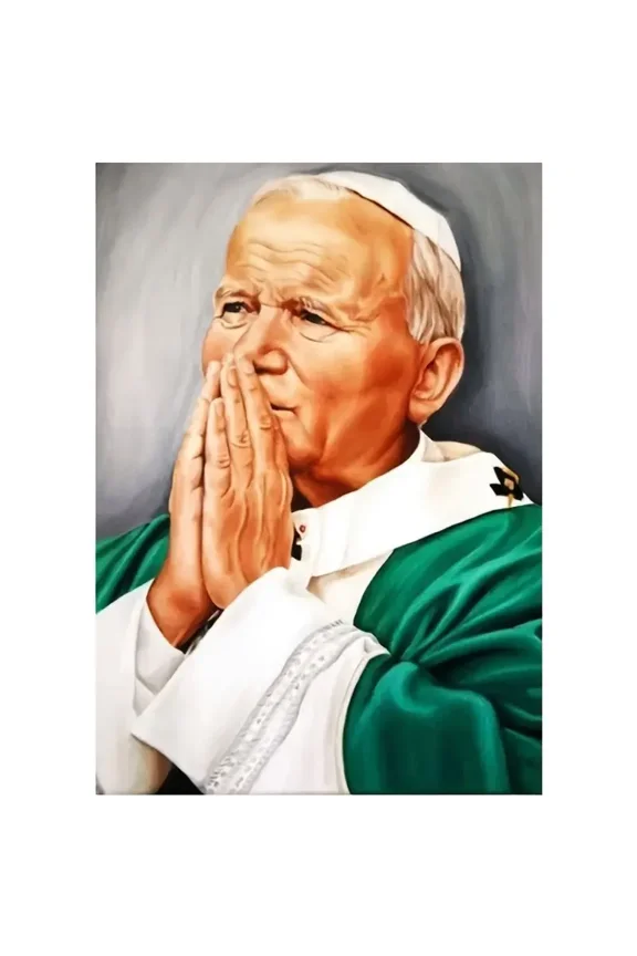 5D DIY Diamond Painting Cross Stitch Pope John Paul II Religious Full Round Diamond Embroidery Icon Rhinestone Mosaic Stickers Home Decor