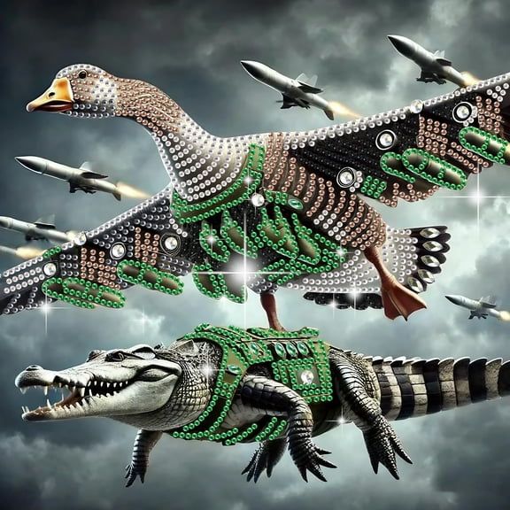 5D DIY Diamond Painting Kit Abstract Duck and Crocodile Theme Unique Diamond Shapes Handcrafted Artwork Suitable for Beginners and Adults Ideal for Home Wall Decor and Holiday Gifts