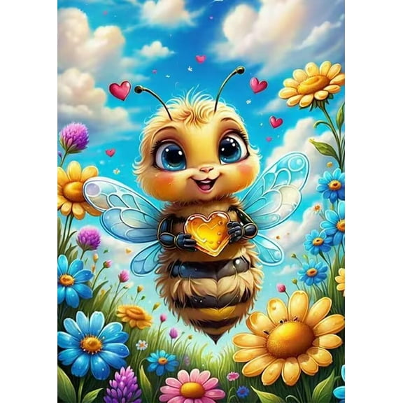 5D DIY Diamond Painting Kit (Adults) - "Bee" Beginner Diamond Art Kit, Full Circle Diamond Crafts, Home Wall Decor Gift