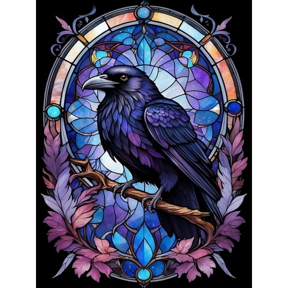5D DIY Diamond Painting Kit (Adults) - "Crow" Beginner Diamond Art Kit, Full Circle Diamond Crafts, Home Wall Decor Gift