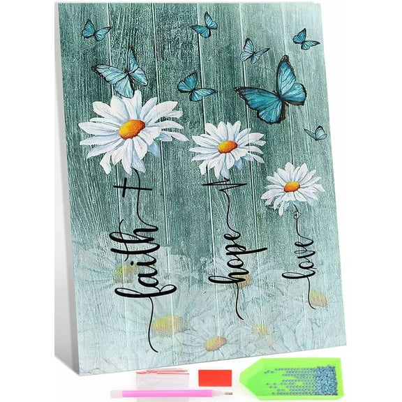 5D DIY Diamond Painting Kit (Adults) - "Daisy" Beginner Diamond Art Kit, Full Circle Diamond Crafts, Home Wall Decor Gift