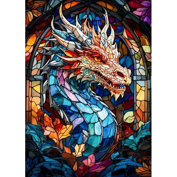 5D DIY Diamond Painting Kit (Adults) - "Dragon" Beginner Diamond Art Kit, Full Circle Diamond Crafts, Home Wall Decor Gift