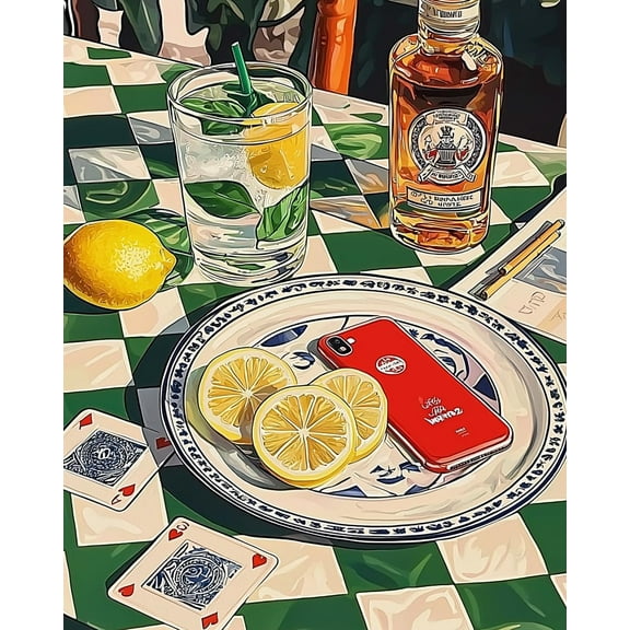 5D DIY Diamond Painting Kit (Adults) - "Fun Drinks" Beginner Diamond Art Kit, Full Circle Diamond Crafts, Home Wall Decor Gift