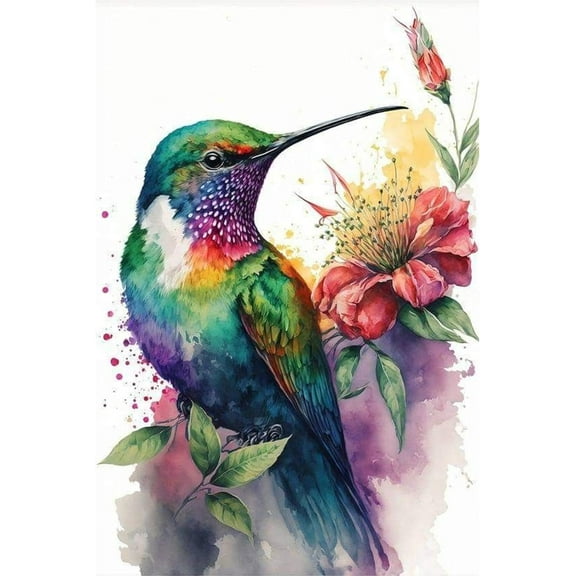5D DIY Diamond Painting Kit (Adults) - "Hummingbird" Beginner Diamond Art Kit, Full Circle Diamond Crafts, Home Wall Decor Gift