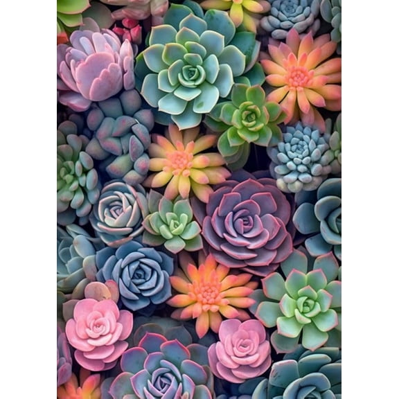 5D DIY Diamond Painting Kit (Adults) - "Succulents" Beginner Diamond Art Kit, Full Circle Diamond Crafts, Home Wall Decor Gift