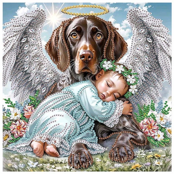 5D DIY Diamond Painting Kit Angelic Puppy Creative Handicraft For home wall decoration, birthday and Christmas gifts