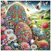 5D DIY Diamond Painting Kit Beautiful Floral Egg Creative Handicraft Artwork for Home Wall Decor, Birthday or Christmas Gift