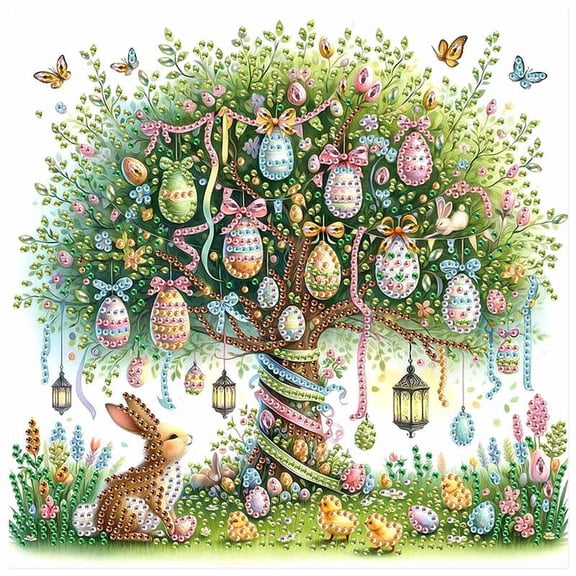 5D DIY Diamond Painting Kit, Beautiful Tree Handmade Creative Artwork for Home Wall Decor Easter Holiday Gift