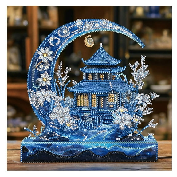 5D DIY Diamond Painting Kit Blue Castle Special Shape Creative Diamond Craft Suitable for Home and Office Decor Festive Gift